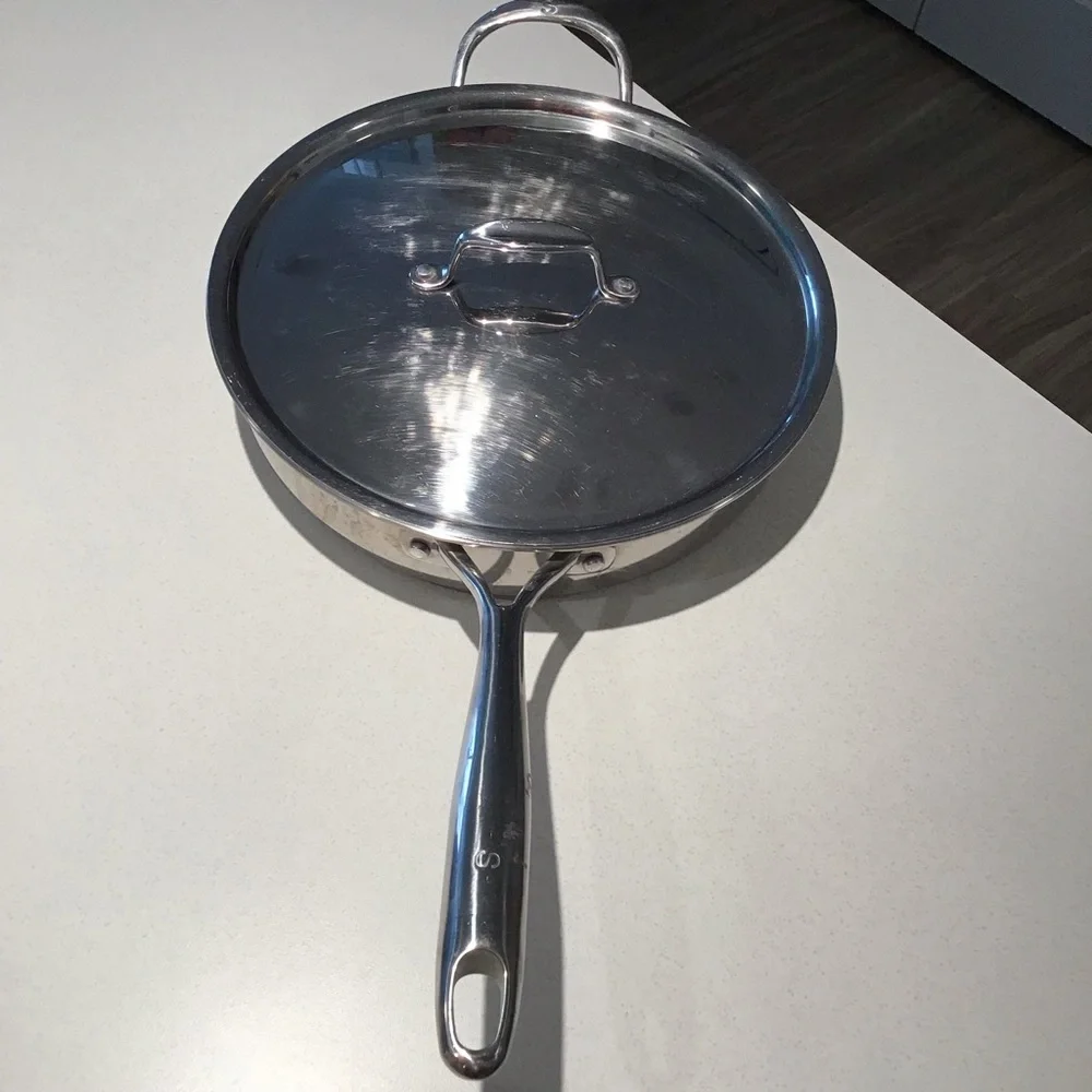 Sardel 12” Stainless Steel Skillet with Lid, Made in Italy, Gently Used